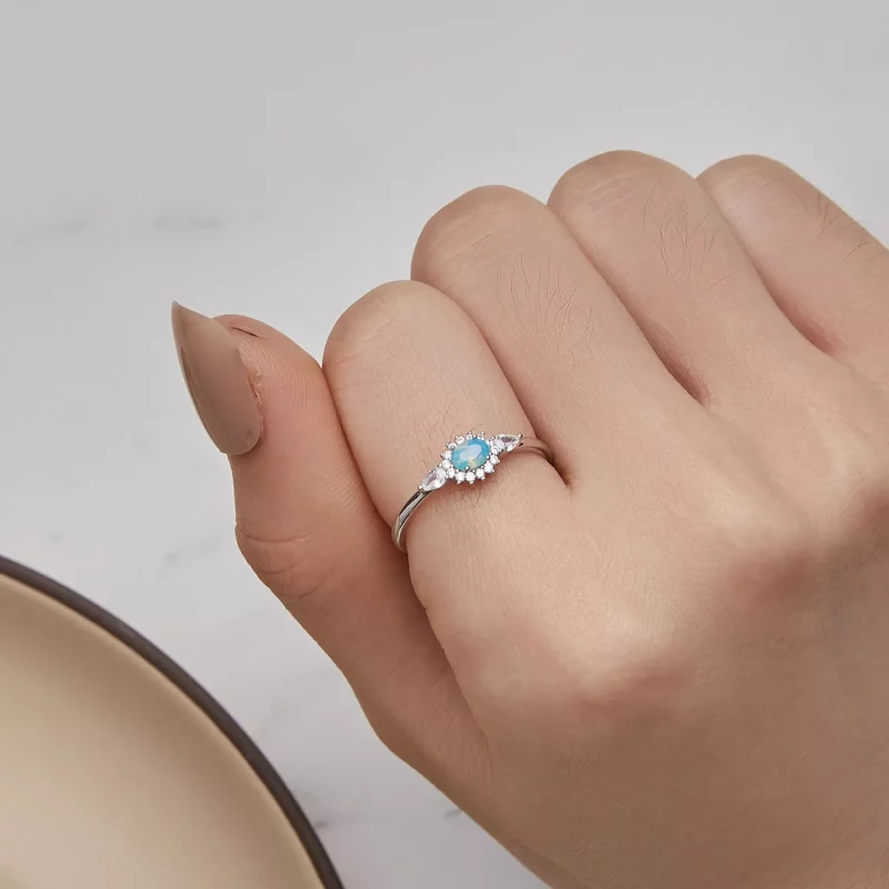 (afbeelding voor) Pandora-stijl Aquamarijn Ring - BSR436 - Bekijken 6