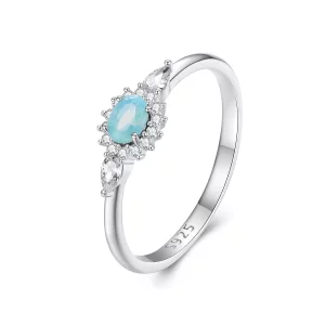Pandora-stijl Aquamarijn Ring - BSR436 (afbeelding voor) Pandora-stijl Aquamarijn Ring - BSR436