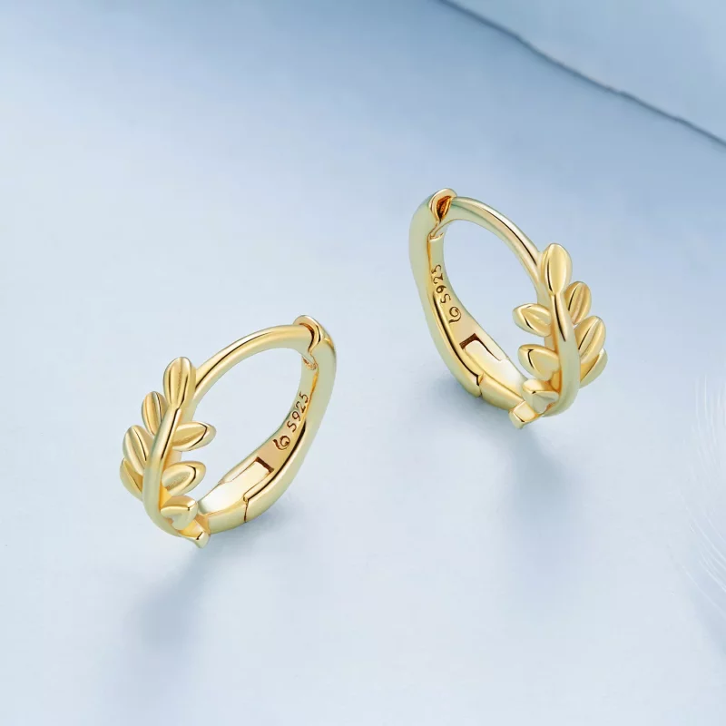 (afbeelding voor) Pandora-stijl Bladeren Hoops Oorbellen - BSE500-B - Bekijken 3