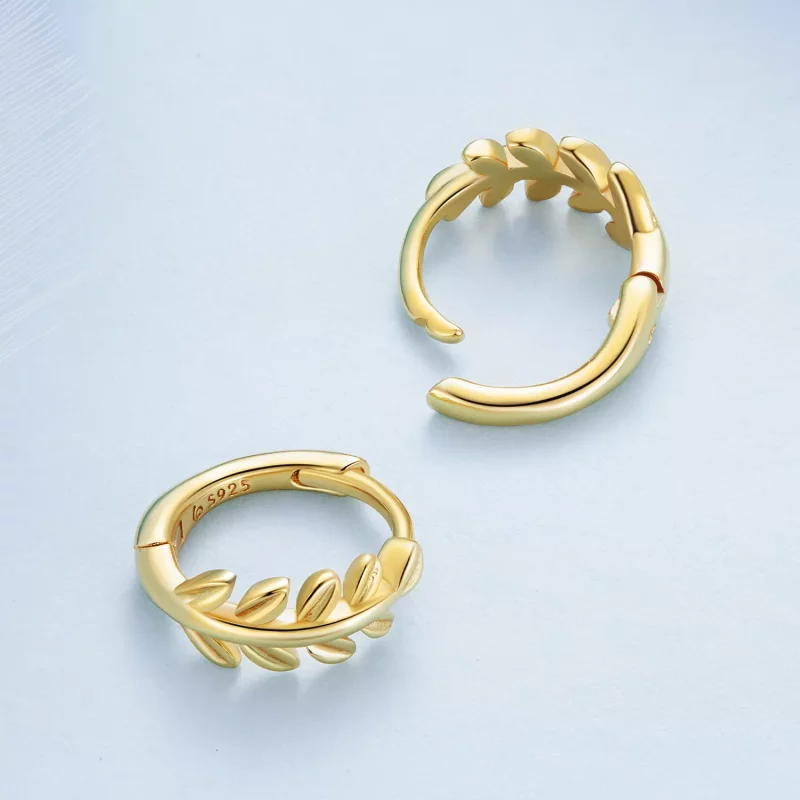 (afbeelding voor) Pandora-stijl Bladeren Hoops Oorbellen - BSE500-B - Bekijken 4