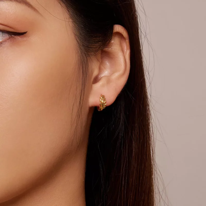 (afbeelding voor) Pandora-stijl Bladeren Hoops Oorbellen - BSE500-B - Bekijken 5