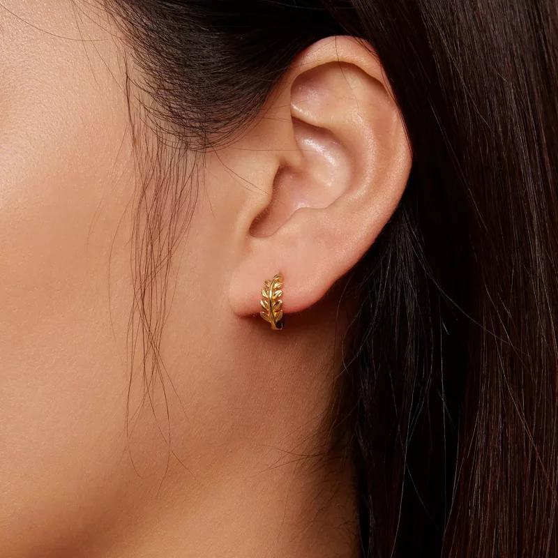 (afbeelding voor) Pandora-stijl Bladeren Hoops Oorbellen - BSE500-B - Bekijken 6