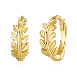 Pandora-stijl Bladeren Hoops Oorbellen - BSE500-B (afbeelding voor) Pandora-stijl Bladeren Hoops Oorbellen - BSE500-B