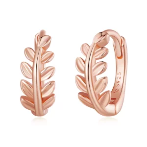 Pandora Stijl Bladeren Hoops Oorbellen - BSE500-C (afbeelding voor) Pandora Stijl Bladeren Hoops Oorbellen - BSE500-C