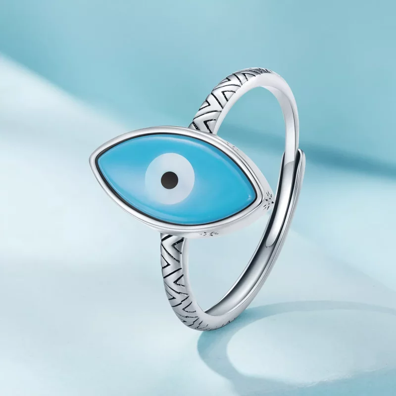 (afbeelding voor) Pandora Stijl Blauw Duivels Oog Open Ring - SCR937 - Bekijken 2