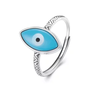 Pandora Stijl Blauw Duivels Oog Open Ring - SCR937 (afbeelding voor) Pandora Stijl Blauw Duivels Oog Open Ring - SCR937