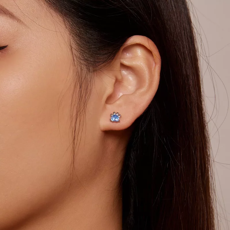 (afbeelding voor) Pandora-stijl Blauwe Hondenpoot Stud Oorbellen - SCE1574-LB - Bekijken 6
