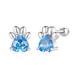 Pandora-stijl Blauwe Hondenpoot Stud Oorbellen - SCE1574-LB (afbeelding voor) Pandora-stijl Blauwe Hondenpoot Stud Oorbellen - SCE1574-LB