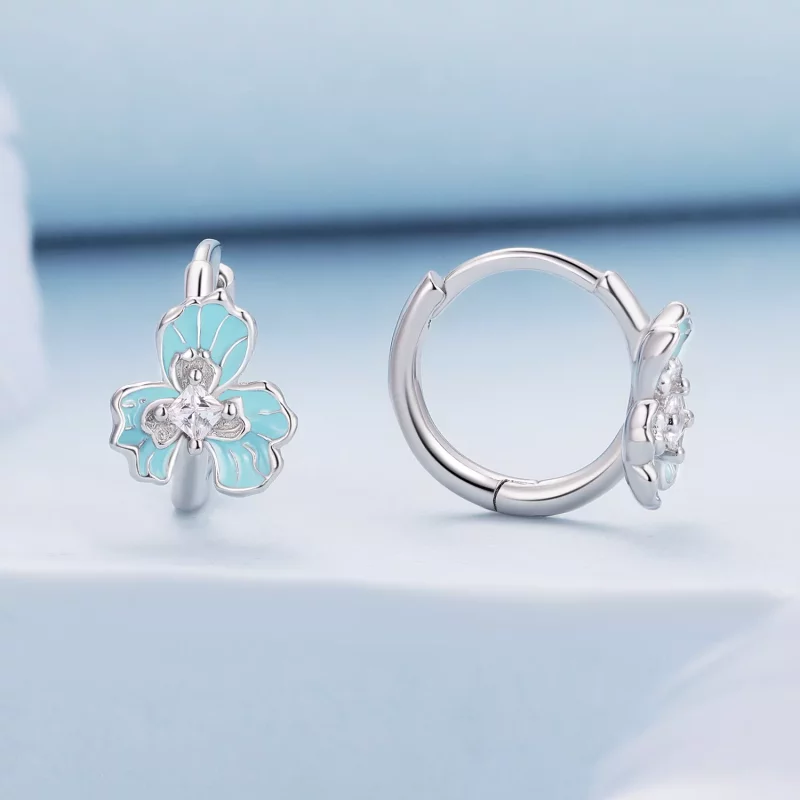 (afbeelding voor) Pandora Stijl Blauwe Iris Hoops Oorbellen - BSE843 - Bekijken 2
