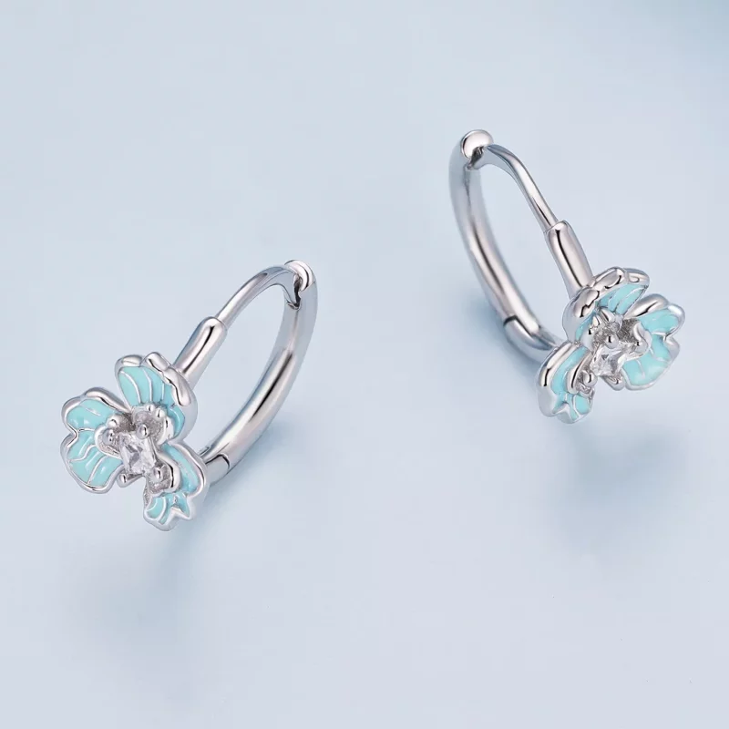 (afbeelding voor) Pandora Stijl Blauwe Iris Hoops Oorbellen - BSE843 - Bekijken 3