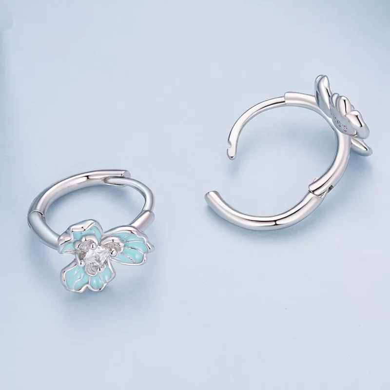 (afbeelding voor) Pandora Stijl Blauwe Iris Hoops Oorbellen - BSE843 - Bekijken 4