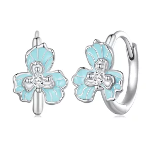 Pandora Stijl Blauwe Iris Hoops Oorbellen - BSE843 (afbeelding voor) Pandora Stijl Blauwe Iris Hoops Oorbellen - BSE843