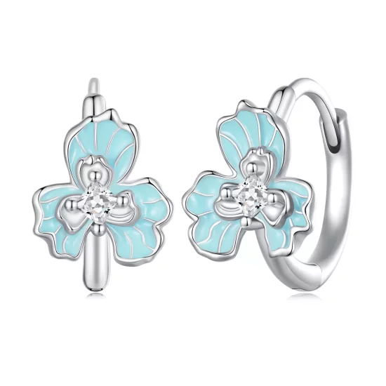 (afbeelding voor) Pandora Stijl Blauwe Iris Hoops Oorbellen - BSE843