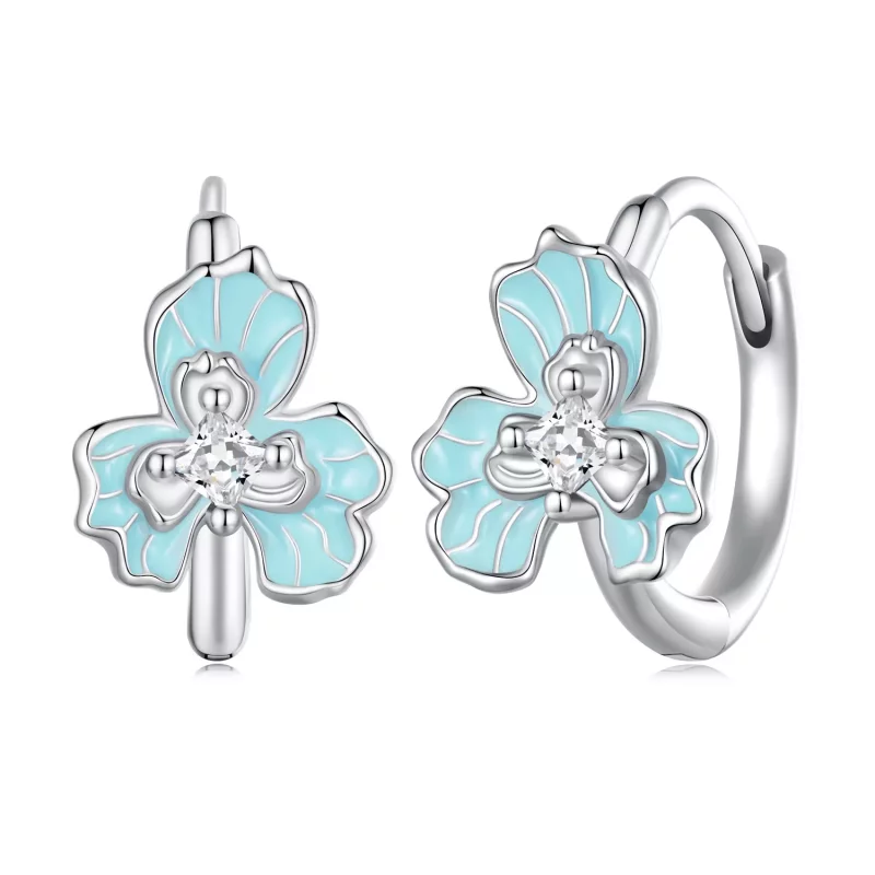 (afbeelding voor) Pandora Stijl Blauwe Iris Hoops Oorbellen - BSE843
