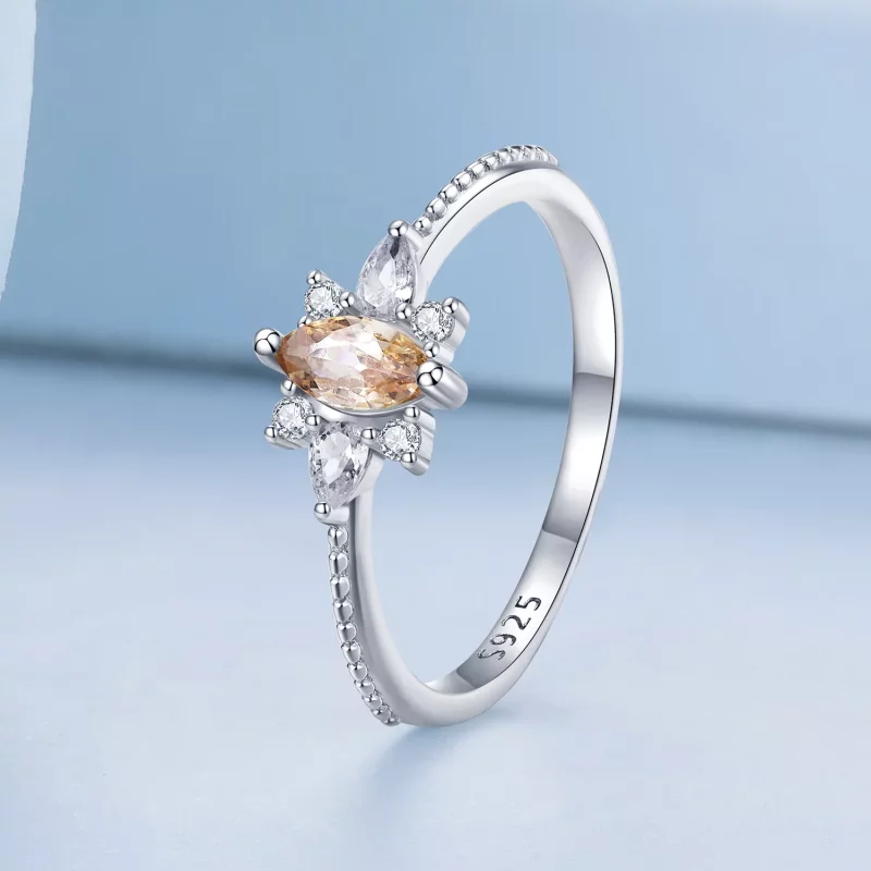 (afbeelding voor) Pandora-stijl Champagne Middensteen Ring - BSR437 - Bekijken 2