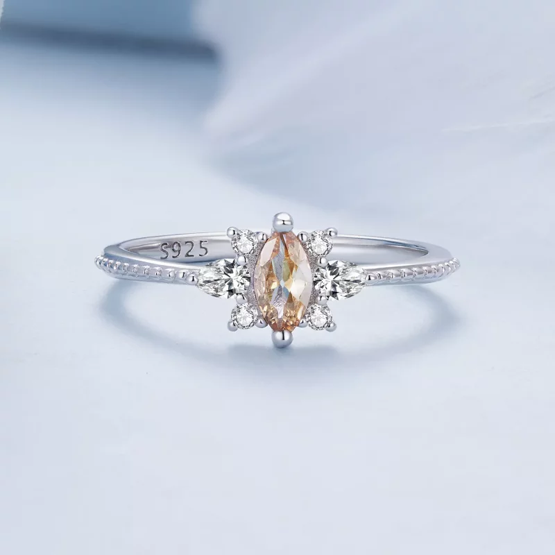 (afbeelding voor) Pandora-stijl Champagne Middensteen Ring - BSR437 - Bekijken 3