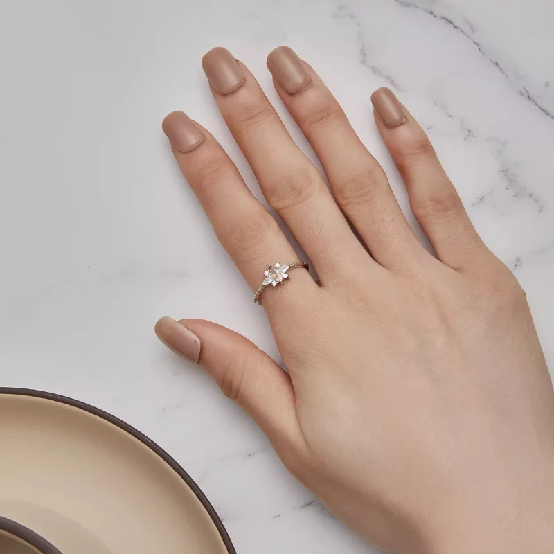 (afbeelding voor) Pandora-stijl Champagne Middensteen Ring - BSR437 - Bekijken 5