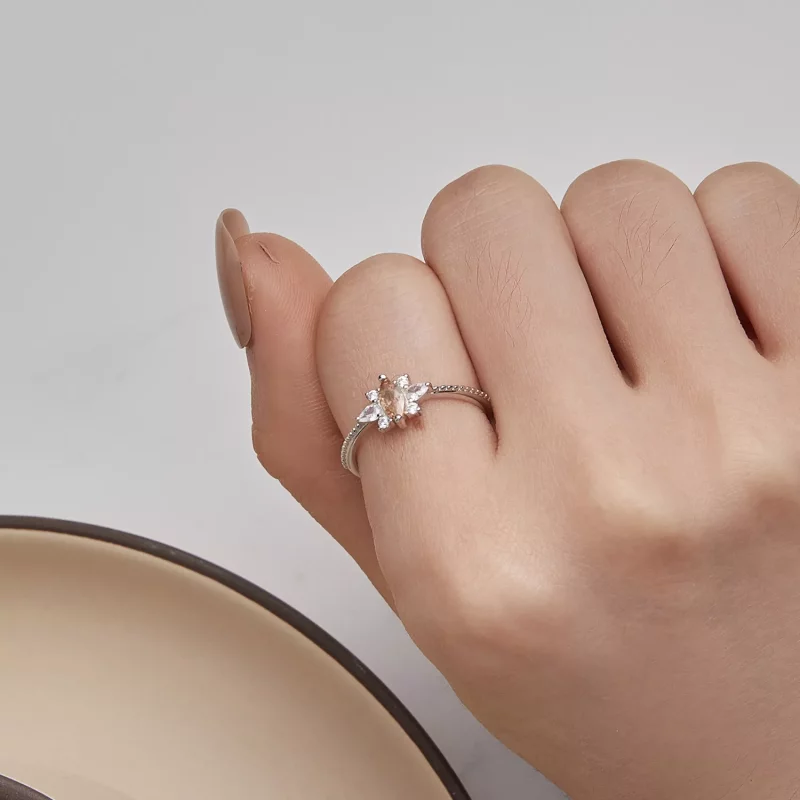 (afbeelding voor) Pandora-stijl Champagne Middensteen Ring - BSR437 - Bekijken 6