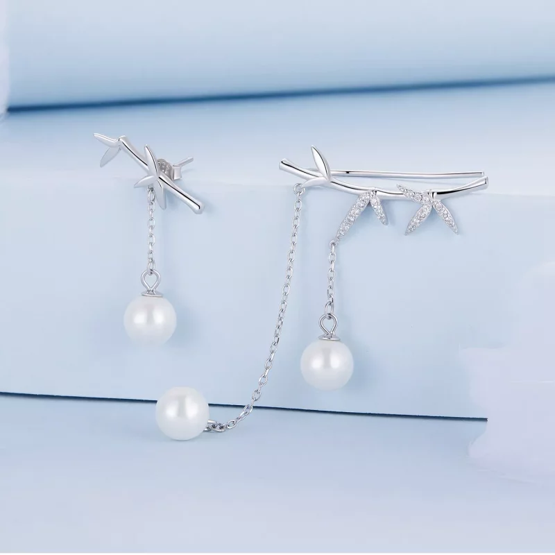 (afbeelding voor) Pandora-stijl Delicate Bamboe Schelp Kralen Hangende Oorbellen - BSE821 - Bekijken 2