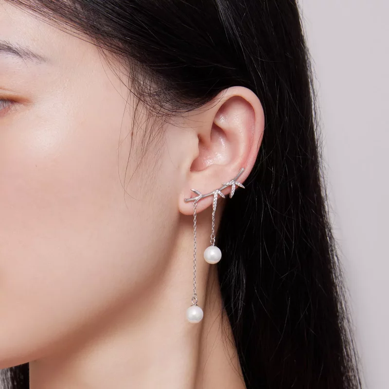 (afbeelding voor) Pandora-stijl Delicate Bamboe Schelp Kralen Hangende Oorbellen - BSE821 - Bekijken 6