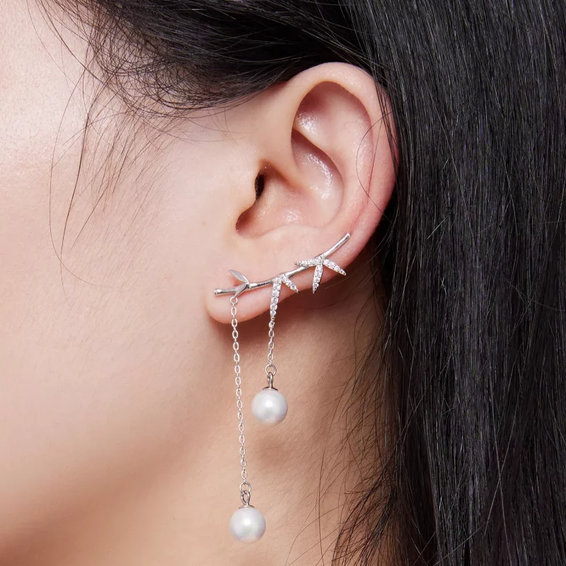 (afbeelding voor) Pandora-stijl Delicate Bamboe Schelp Kralen Hangende Oorbellen - BSE821 - Bekijken 7