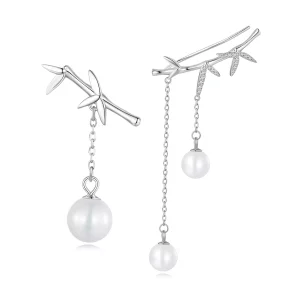 Pandora-stijl Delicate Bamboe Schelp Kralen Hangende Oorbellen - BSE821 (afbeelding voor) Pandora-stijl Delicate Bamboe Schelp Kralen Hangende Oorbellen - BSE821