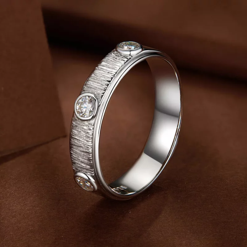 (afbeelding voor) Pandora-stijl Delicate Moissanite Band Ring voor Mannen - MSR032 - Bekijken 2