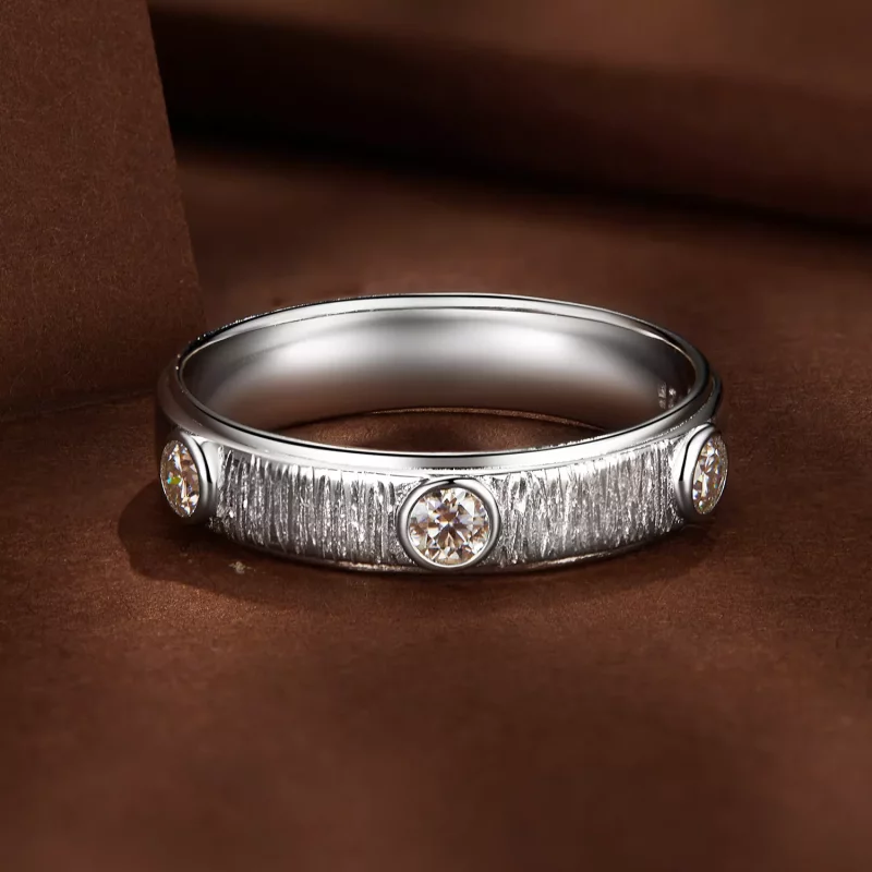 (afbeelding voor) Pandora-stijl Delicate Moissanite Band Ring voor Mannen - MSR032 - Bekijken 3