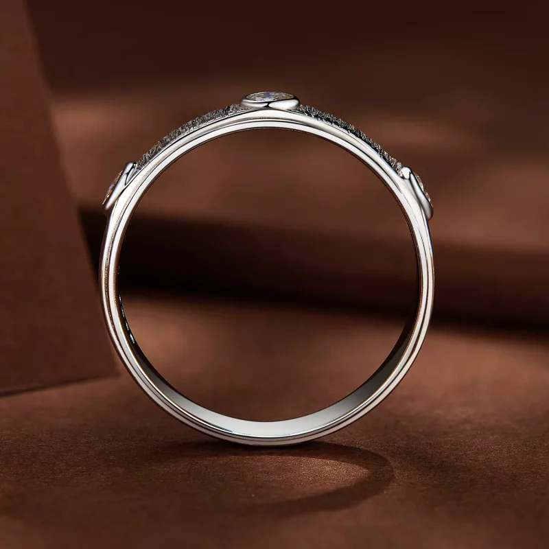 (afbeelding voor) Pandora-stijl Delicate Moissanite Band Ring voor Mannen - MSR032 - Bekijken 4