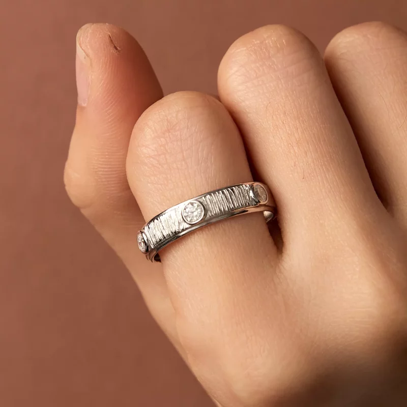 (afbeelding voor) Pandora-stijl Delicate Moissanite Band Ring voor Mannen - MSR032 - Bekijken 7