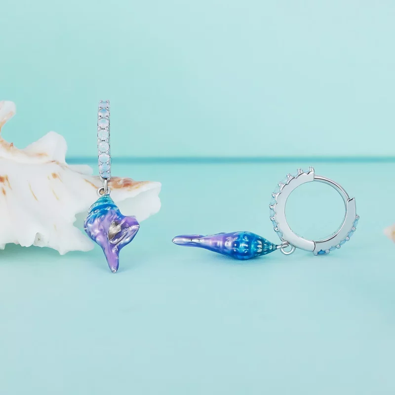 (afbeelding voor) Pandora-stijl Droom Conch Hoepeloorbellen - BSE841 - Bekijken 2