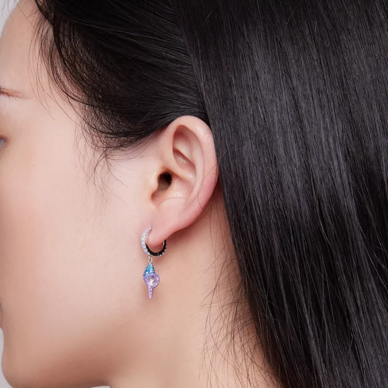 (afbeelding voor) Pandora-stijl Droom Conch Hoepeloorbellen - BSE841 - Bekijken 5