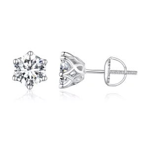 Pandora Stijl Een Karaat Vierpoot Moissanite Stud Oorbellen - MSE004-XL (afbeelding voor) Pandora Stijl Een Karaat Vierpoot Moissanite Stud Oorbellen - MSE004-XL