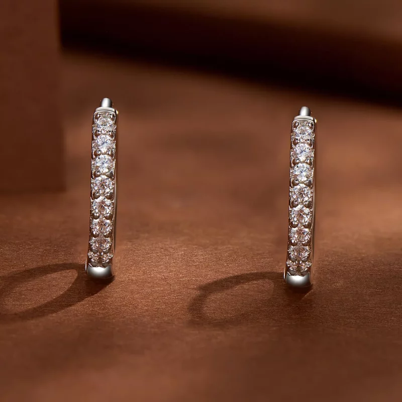 (afbeelding voor) Pandora Stijl Fijne Moissanite Hoops Oorbellen - MSE022 - Bekijken 2