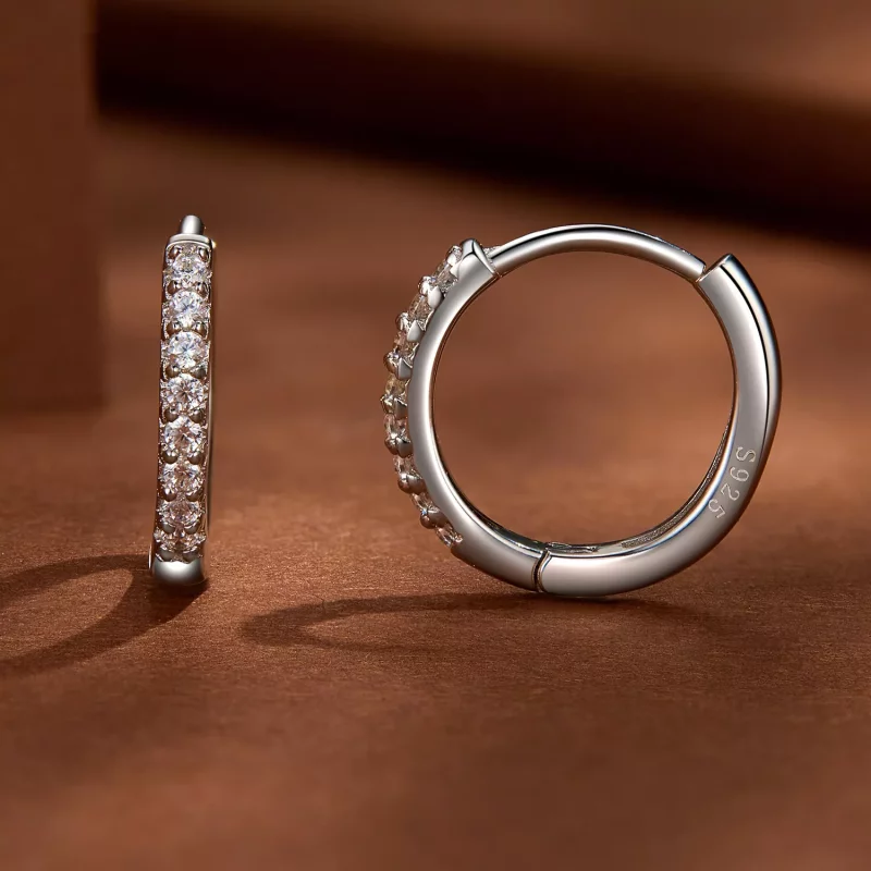 (afbeelding voor) Pandora Stijl Fijne Moissanite Hoops Oorbellen - MSE022 - Bekijken 3