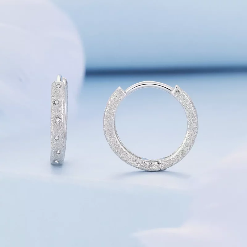 (afbeelding voor) Pandora Stijl Geometrische Flash Hoops Oorbellen - BSE848 - Bekijken 2