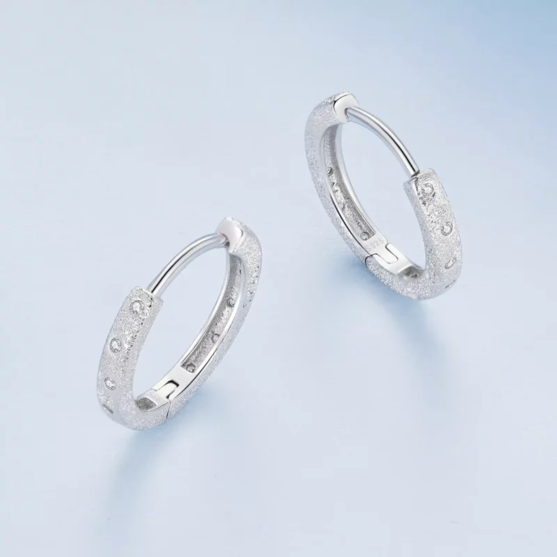 (afbeelding voor) Pandora Stijl Geometrische Flash Hoops Oorbellen - BSE848 - Bekijken 3
