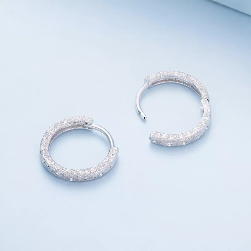(afbeelding voor) Pandora Stijl Geometrische Flash Hoops Oorbellen - BSE848 - Bekijken 4