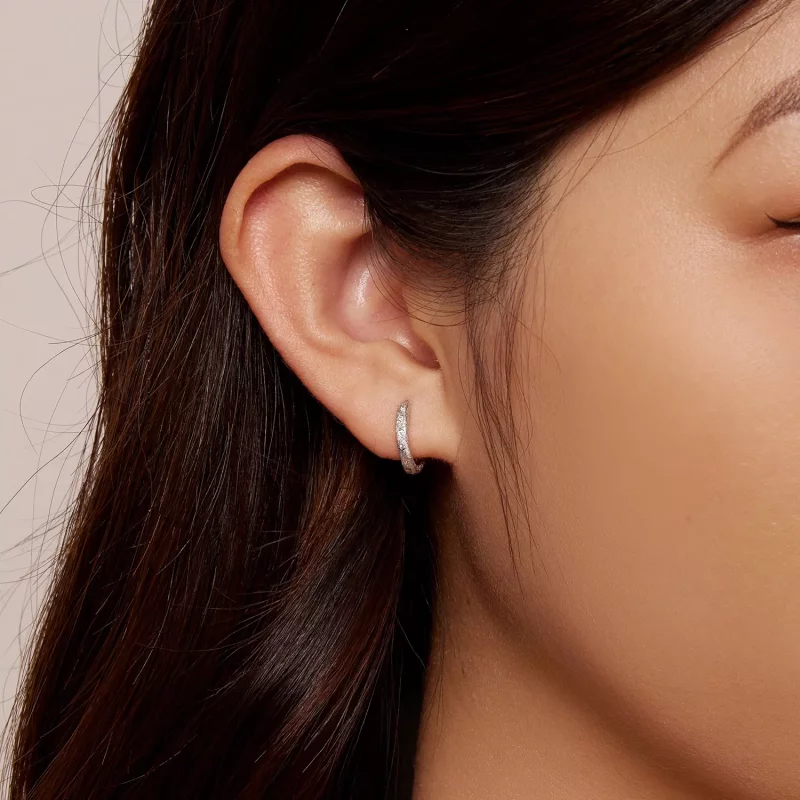 (afbeelding voor) Pandora Stijl Geometrische Flash Hoops Oorbellen - BSE848 - Bekijken 6