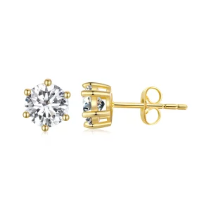(afbeelding voor) Pandora-stijl Goud vergulde glanzende Zirkonia Stud Oorbellen - BSE615-5B