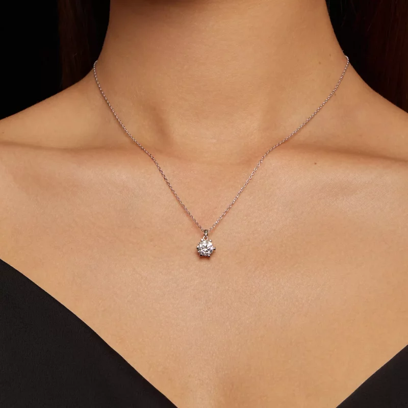 (afbeelding voor) Pandora-stijl halsketting met luxe Moissanite - MSN006-A - Bekijken 6