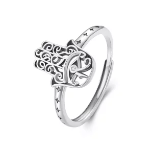 Pandora-stijl Hand van Fatima Open Ring - SCR938 (afbeelding voor) Pandora-stijl Hand van Fatima Open Ring - SCR938