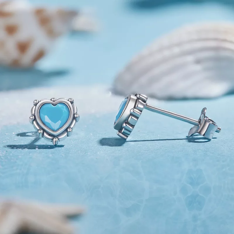 (afbeelding voor) Pandora-stijl Hartvormige Stud Oorbellen - SCE1592 - Bekijken 3