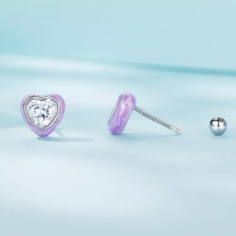 (afbeelding voor) Pandora-stijl Hartvormige Stud Oorbellen - SCE1595 - Bekijken 2