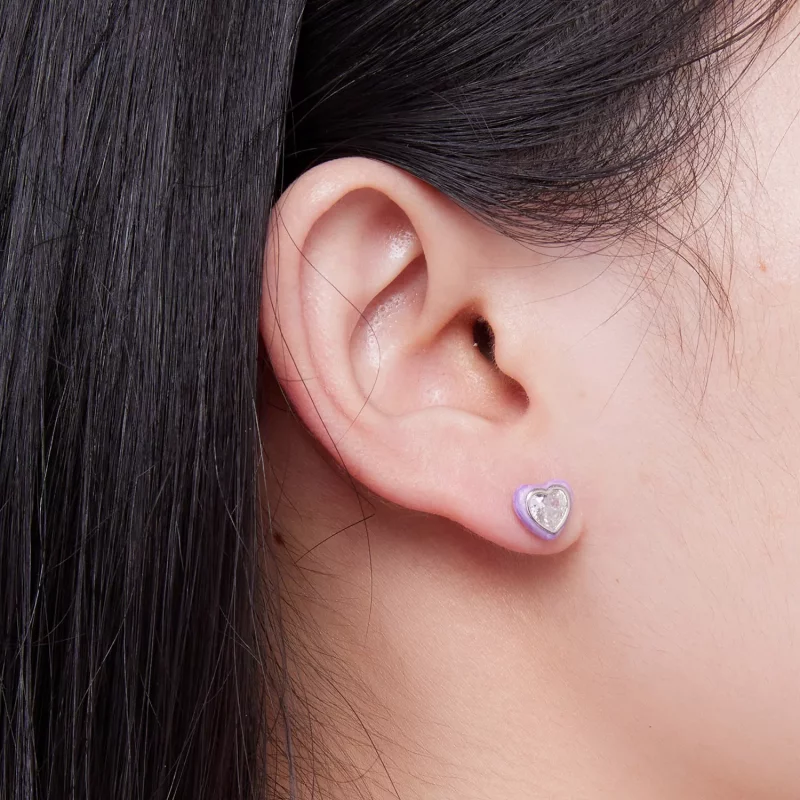 (afbeelding voor) Pandora-stijl Hartvormige Stud Oorbellen - SCE1595 - Bekijken 3