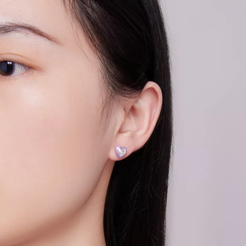 (afbeelding voor) Pandora-stijl Hartvormige Stud Oorbellen - SCE1595 - Bekijken 4