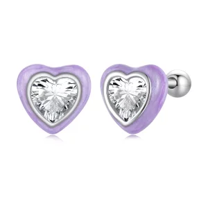 Pandora-stijl Hartvormige Stud Oorbellen - SCE1595 (afbeelding voor) Pandora-stijl Hartvormige Stud Oorbellen - SCE1595