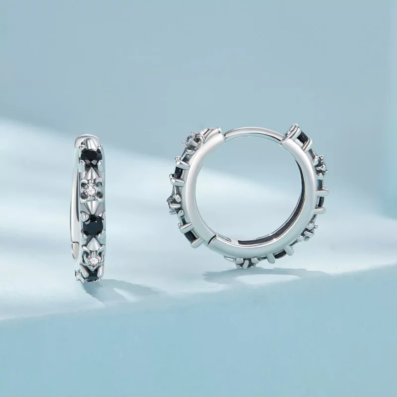(afbeelding voor) Pandora-stijl Iris Hoops Oorbellen - SCE1605-BK - Bekijken 2