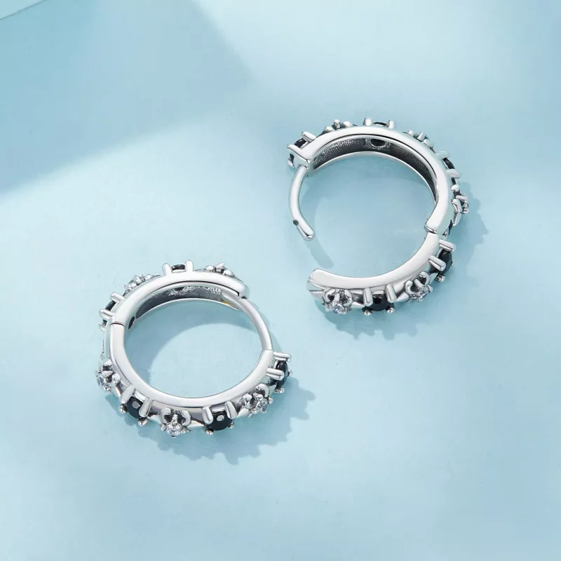 (afbeelding voor) Pandora-stijl Iris Hoops Oorbellen - SCE1605-BK - Bekijken 4