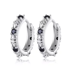 Pandora-stijl Iris Hoops Oorbellen - SCE1605-BK (afbeelding voor) Pandora-stijl Iris Hoops Oorbellen - SCE1605-BK